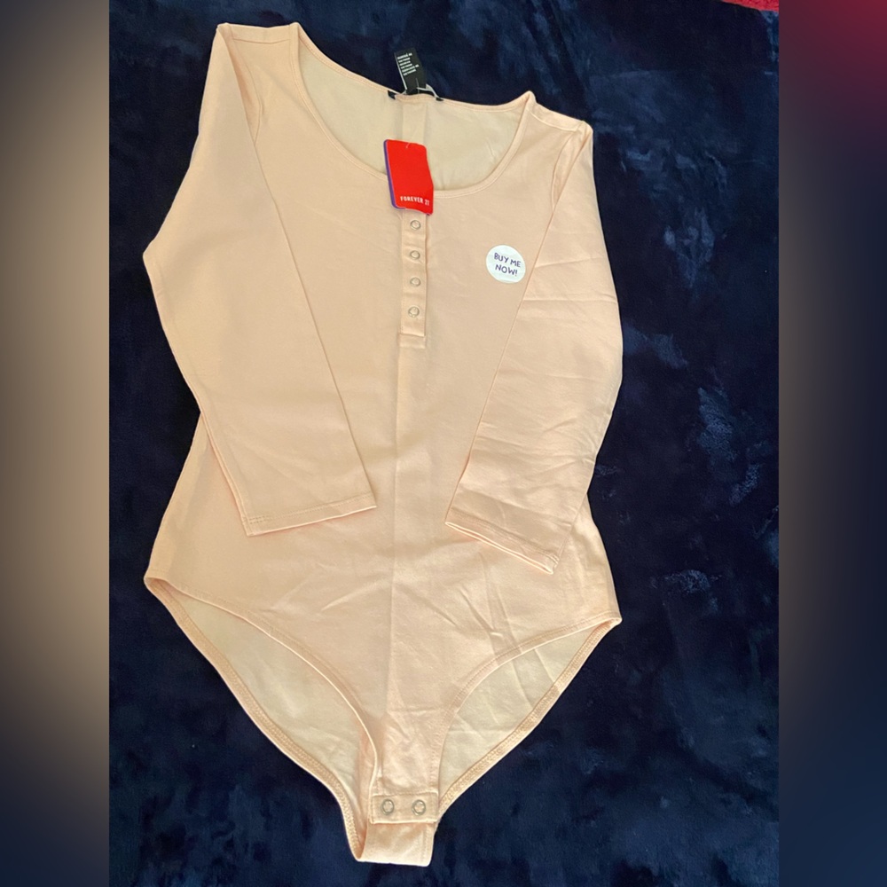 Forever 21 Peach Long Sleeve Bodysuit